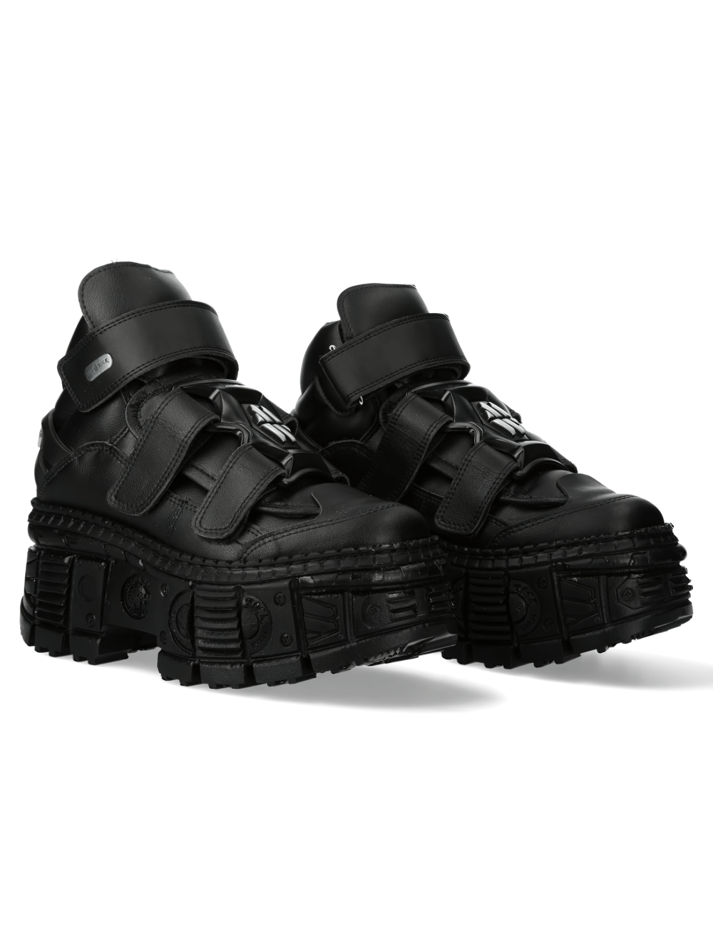 NEW ROCK Men's Black Ankle Boots with Velcro and Platform