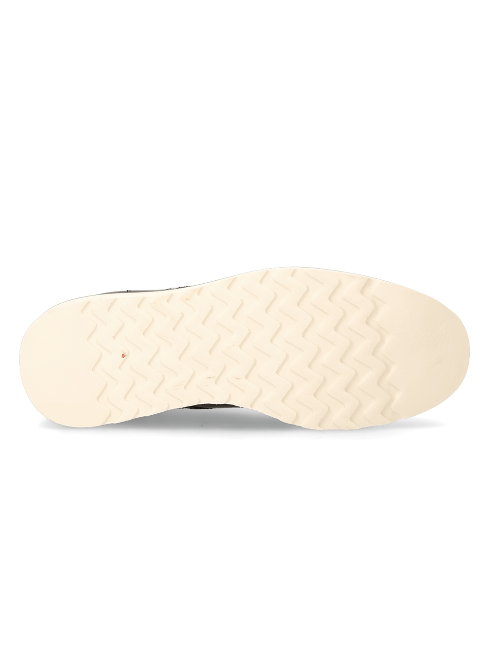 Sole of NEW ROCK Black Ankle Boots with sturdy rubber for urban punk style. Durable and stylish footwear design.