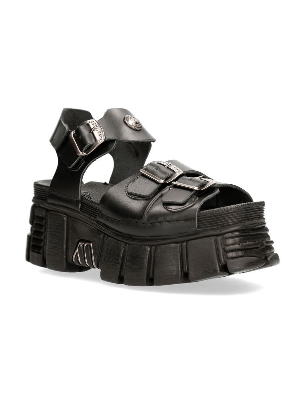 NEW ROCK Black Buckled Platform Sandals in Urban Style