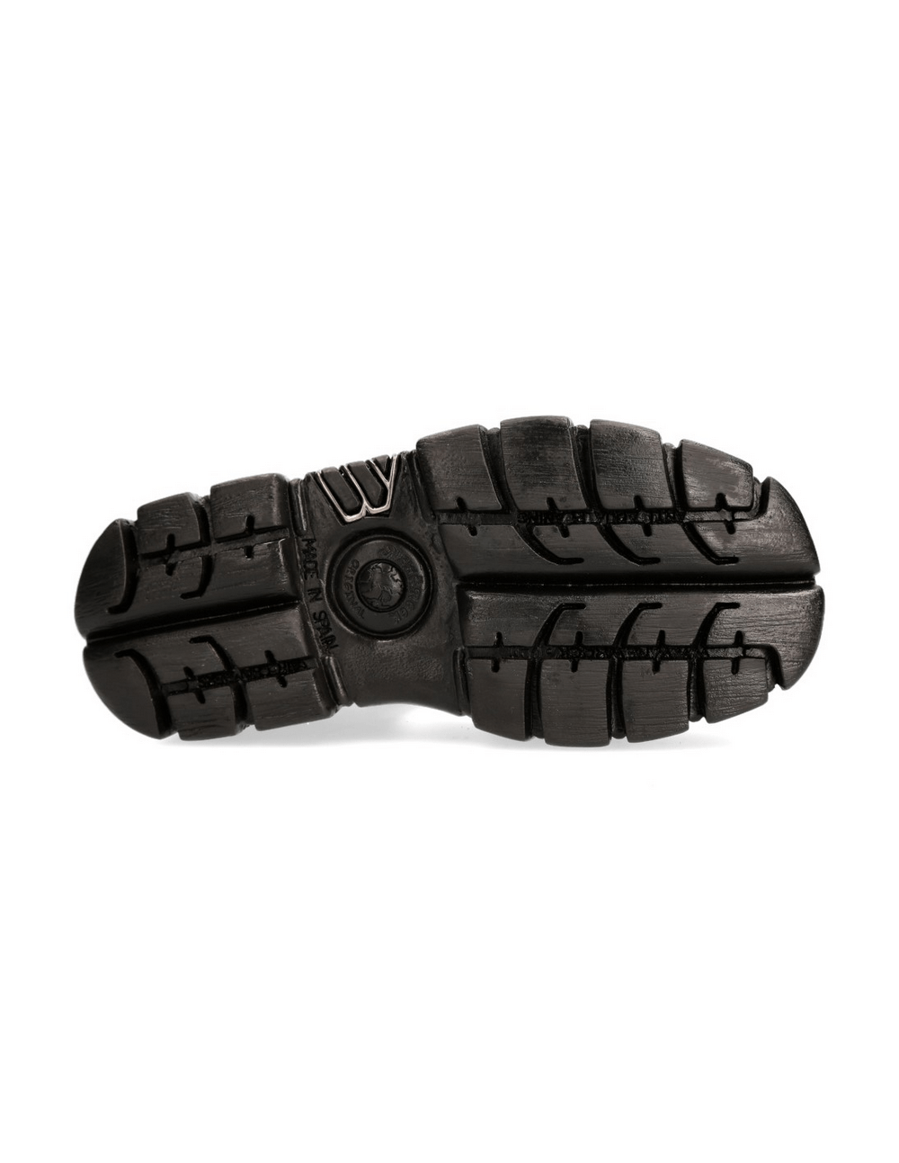 Black rubber sole of NEW ROCK Men's Buckled Sandals showcasing grip and durability for urban adventures.
