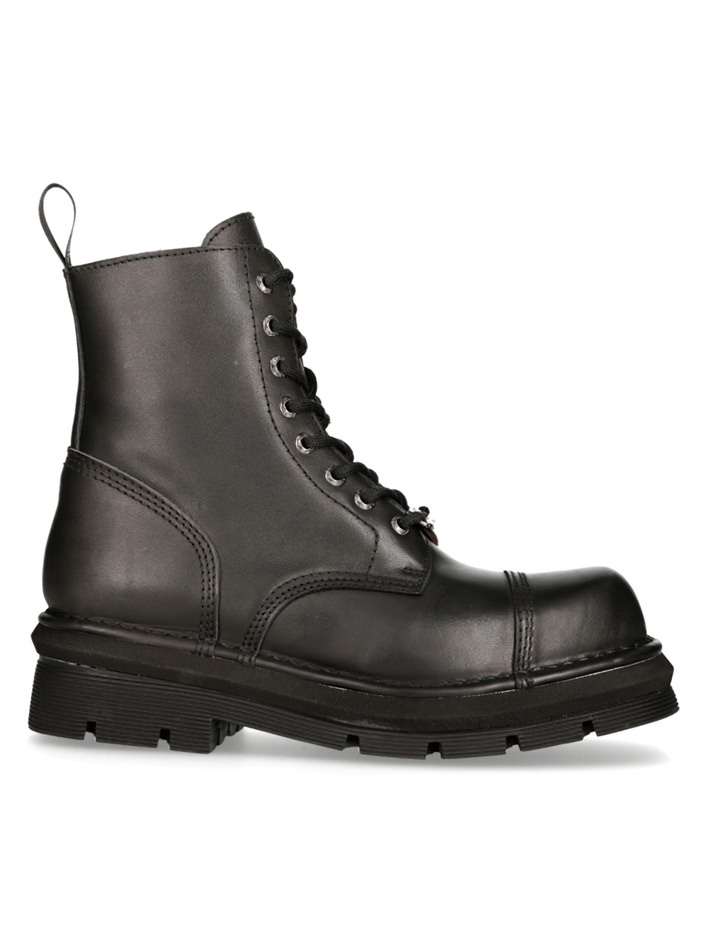 NEW ROCK Black Combat Ankle Boots featuring durable leather and rugged design for tactical style.