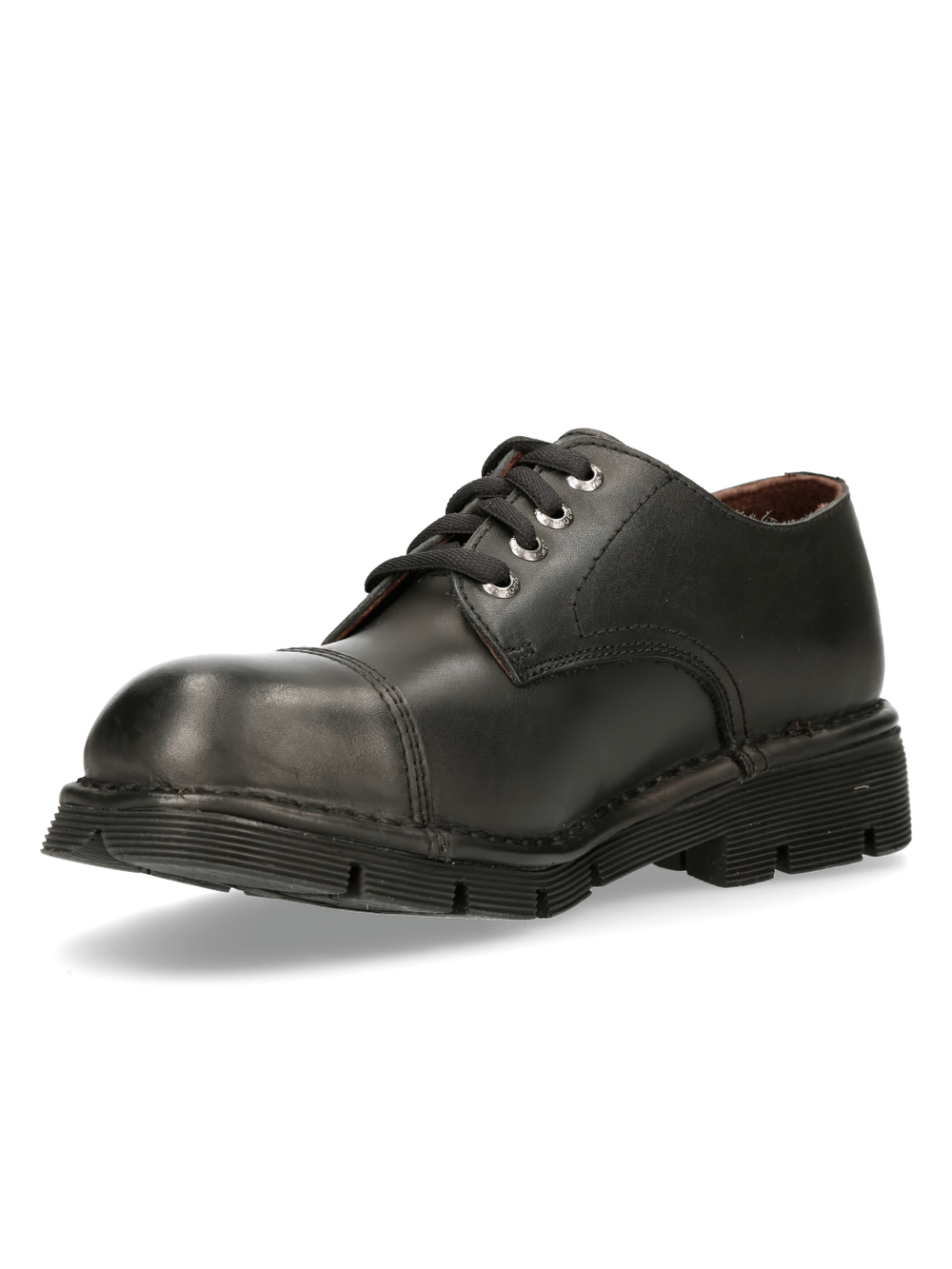 NEW ROCK black flat-sole shoes with elegant urban and military style for men.