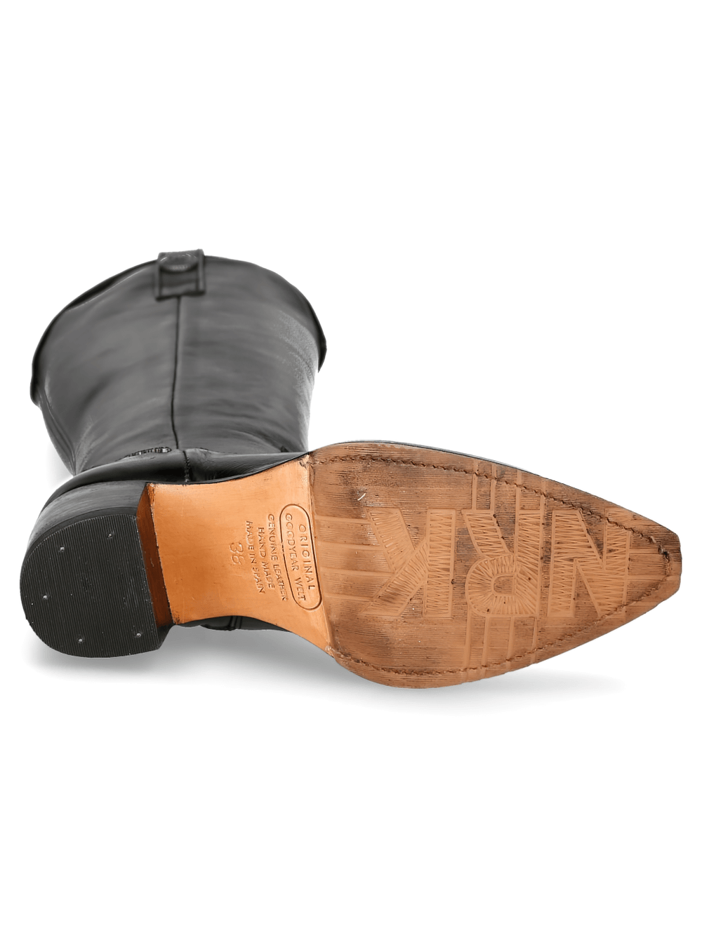 NEW ROCK Black Goodyear-Welt High Boots with Zipper