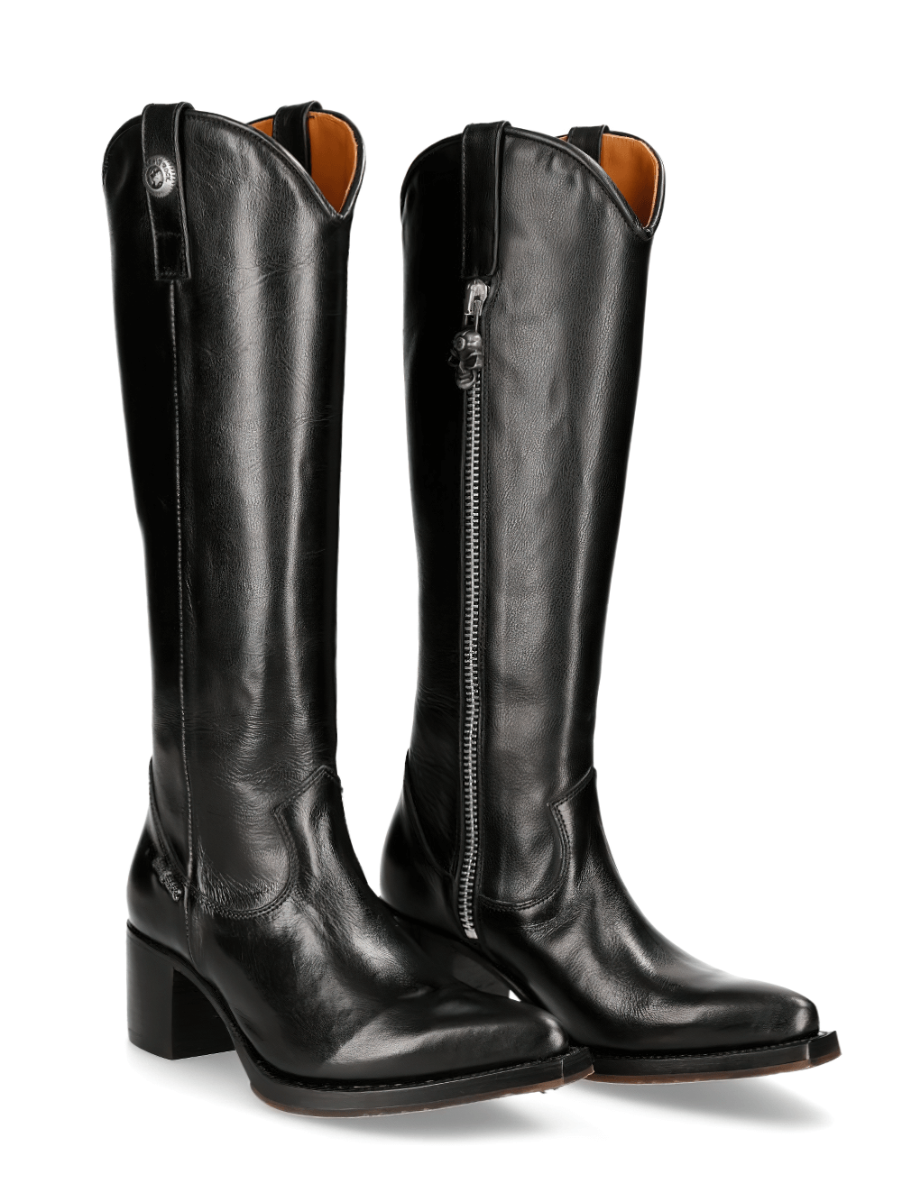 NEW ROCK Black Goodyear-Welt High Boots with Zipper