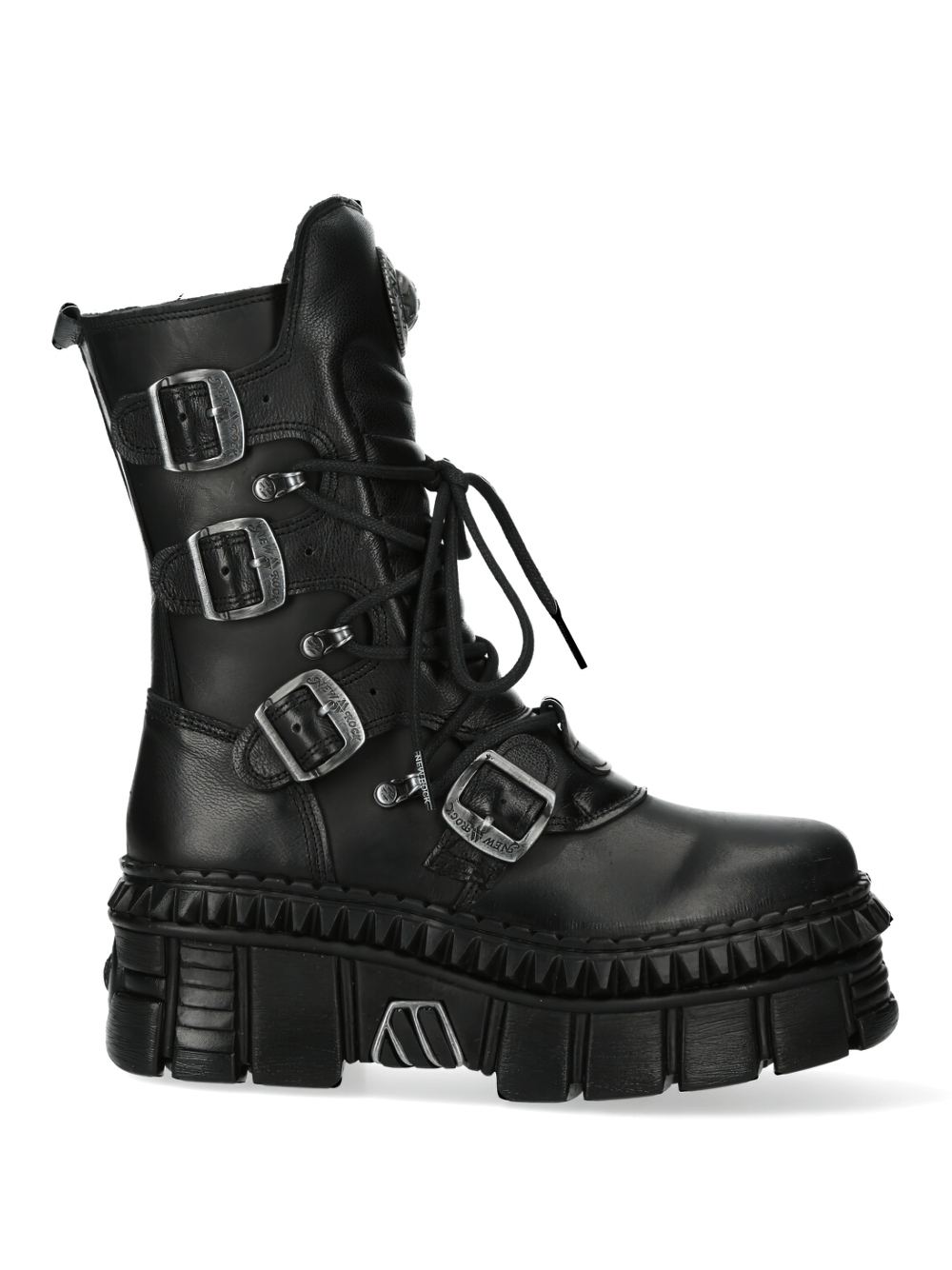 NEW ROCK Black Gothic Ankle Boots with Buckles and Laces