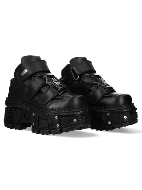 NOUVEAU ROCK Bottines gothiques noires à lacets pour femmes avec clous