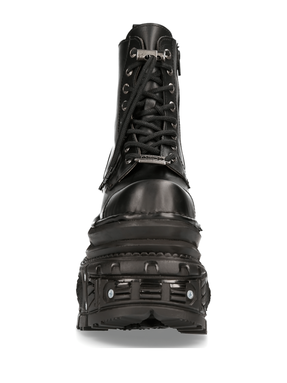 NEW ROCK Black Gothic Military Platform Boots with laces and zip, featuring a bold 12 cm platform for punk rock style.