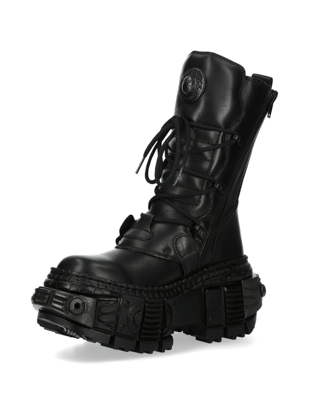 NEW ROCK Black Gothic Punk Military Ankle Boots with Buckles