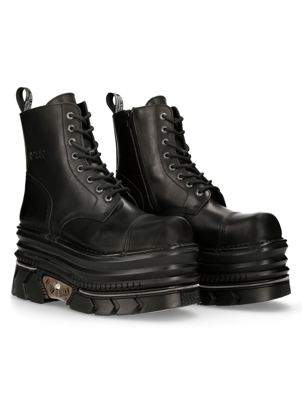NEW ROCK Black Gothic Punk Platform Lace-Up Ankle Boots