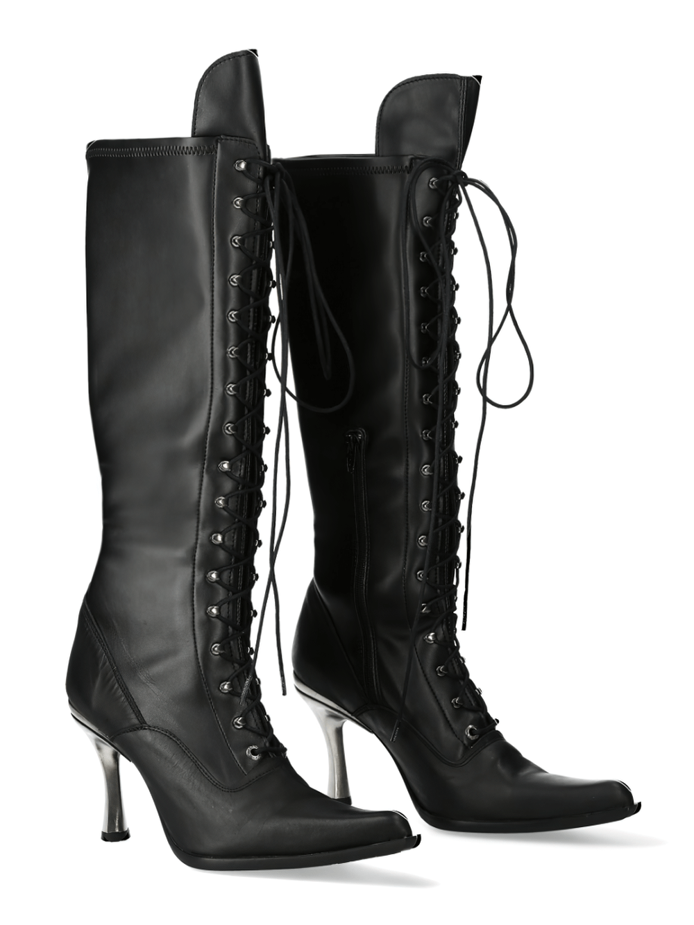 NEW ROCK Black Gothic Tall Laced Heeled Boots