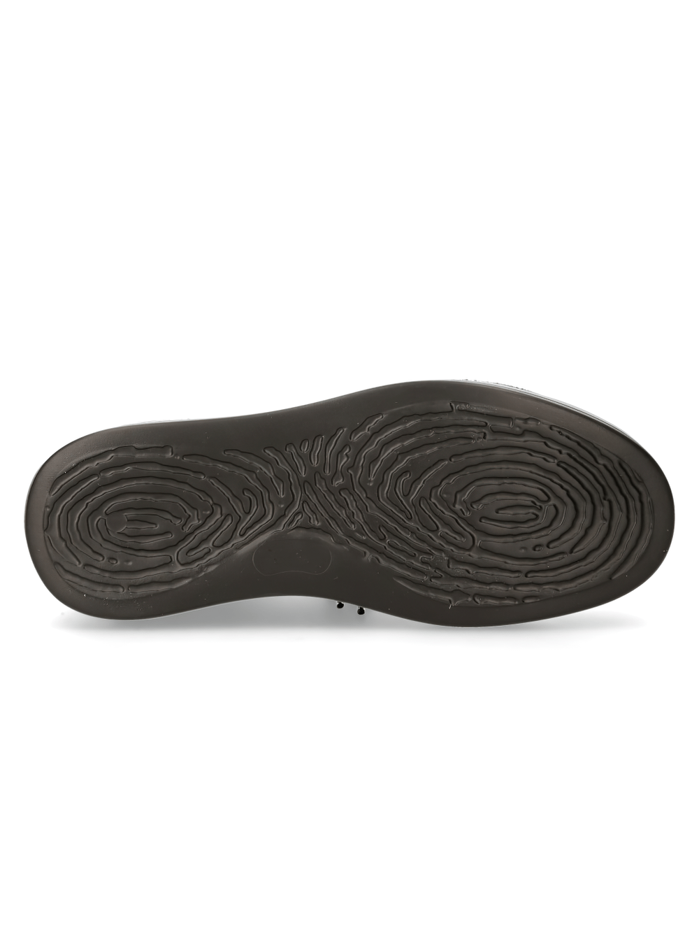 Sole view of NEW ROCK Men's Black Lace-Up Boots showcasing the unique textured rubber design.