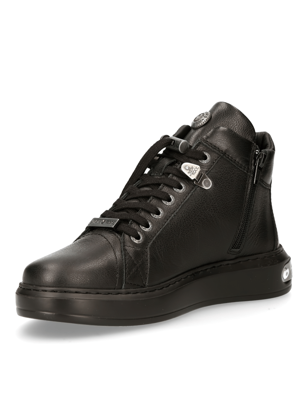 NEW ROCK Black Lace-Up Boots with Metallic Details