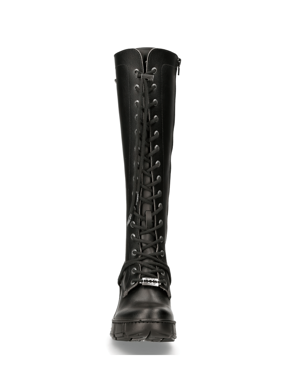NEW ROCK Black Lace-Up Gothic Knee High Boots