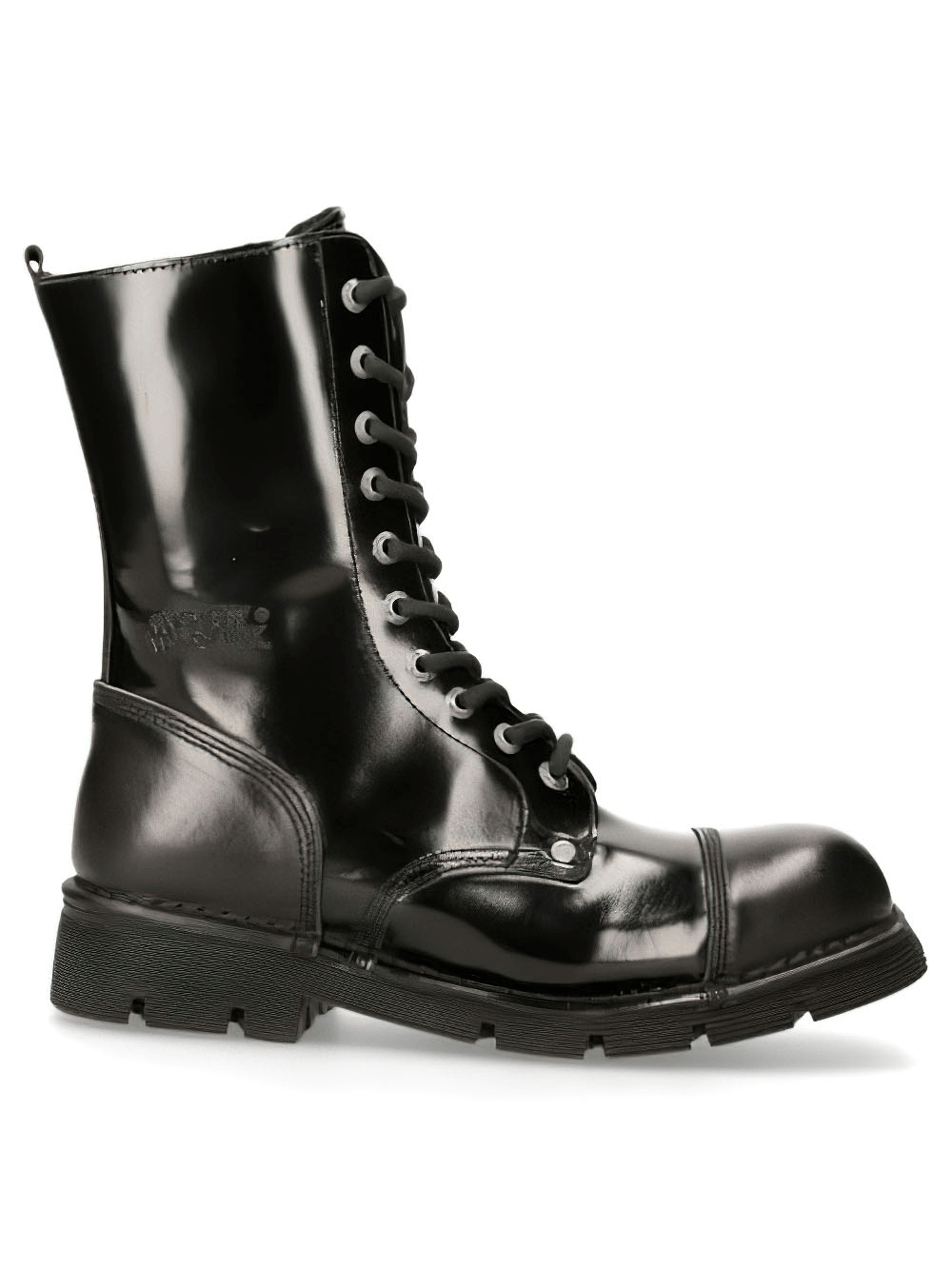 NEW ROCK Men's Black Lace-Up Military Style Ankle Boots, made from genuine leather for urban combat.