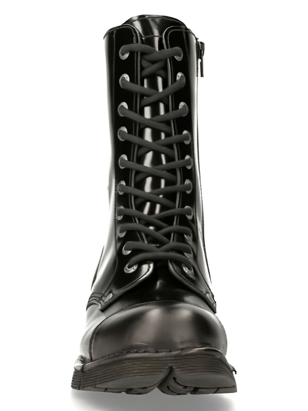 NEW ROCK Black Lace-Up Military Style Ankle Boots