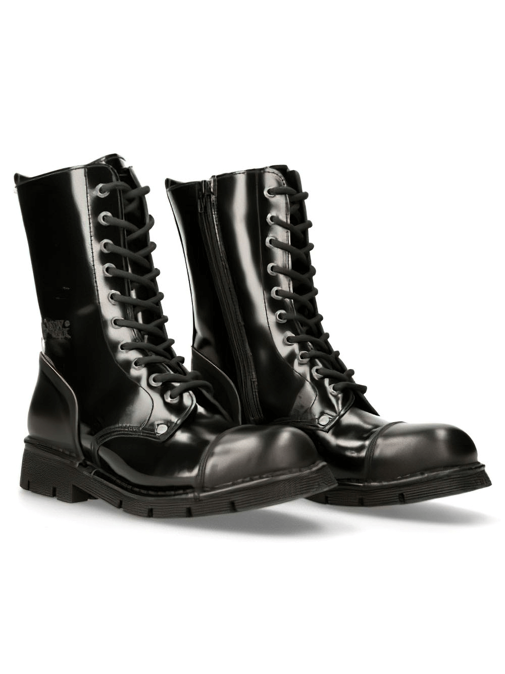 NEW ROCK Black Lace-Up Military Style Ankle Boots