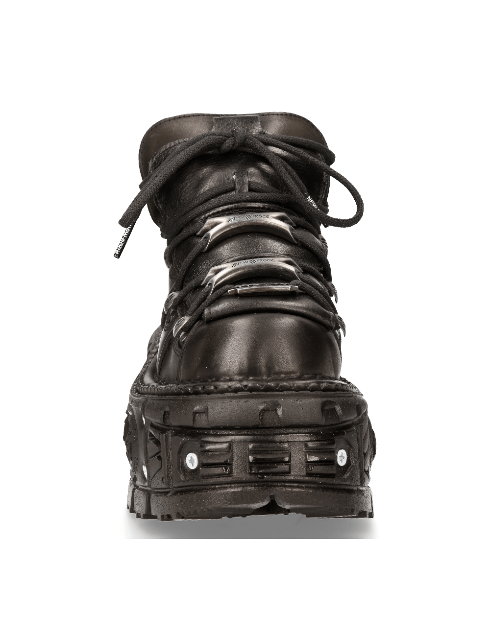 NEW ROCK Black Leather Ankle Boots for Rock Enthusiasts