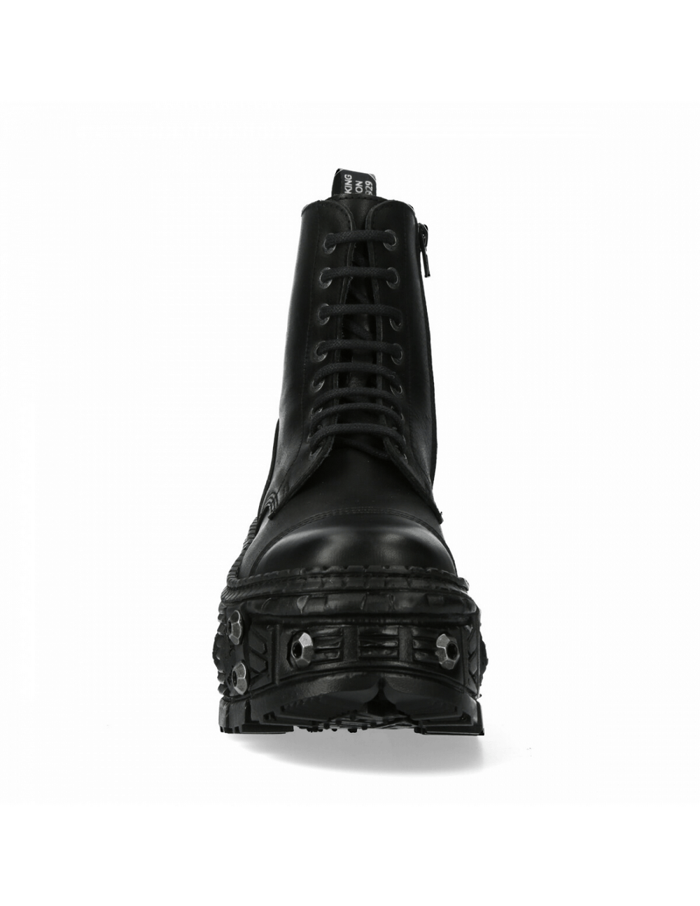 NEW ROCK Black Leather Ankle Platform Boots with Zipper
