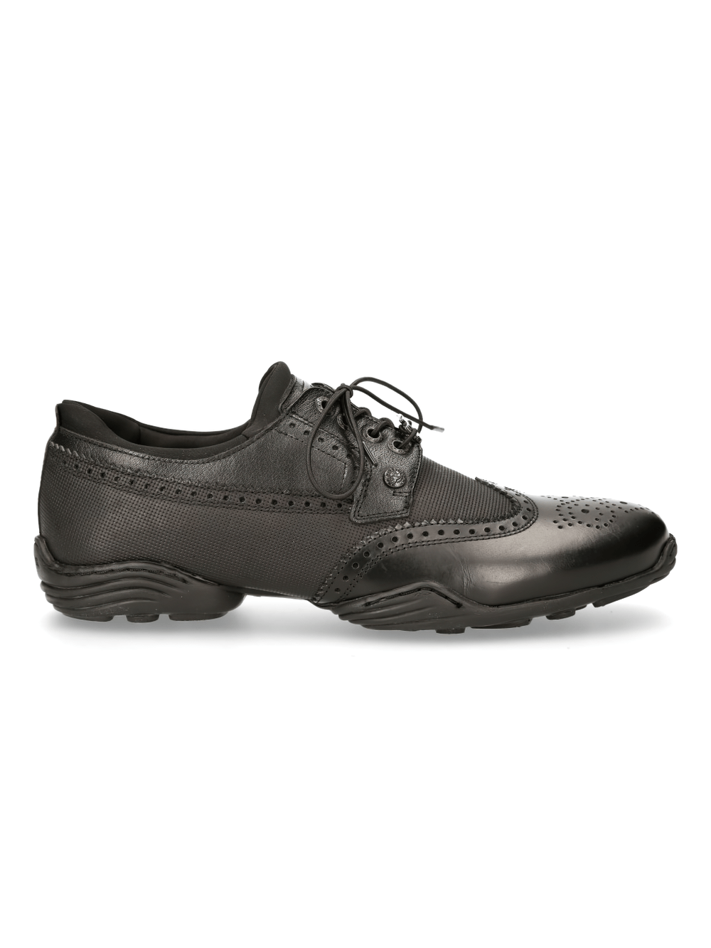 Stylish black leather laced urban sneakers for trendsetters, featuring durable construction and classic design.