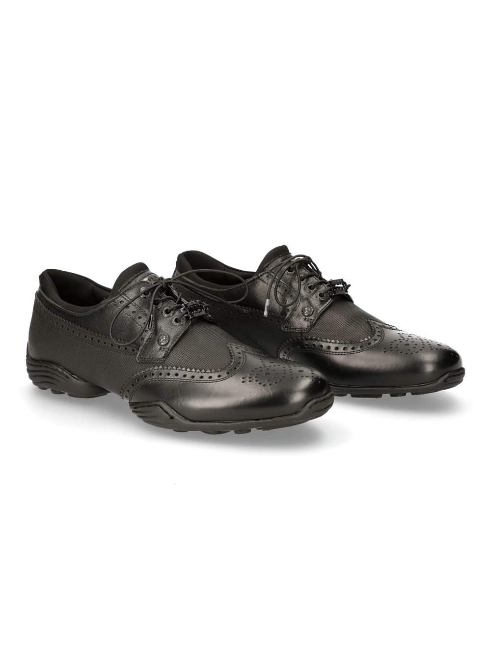 NEW ROCK Black Leather Laced Urban Fashion Sneakers for trendsetters with natural rubber soles.