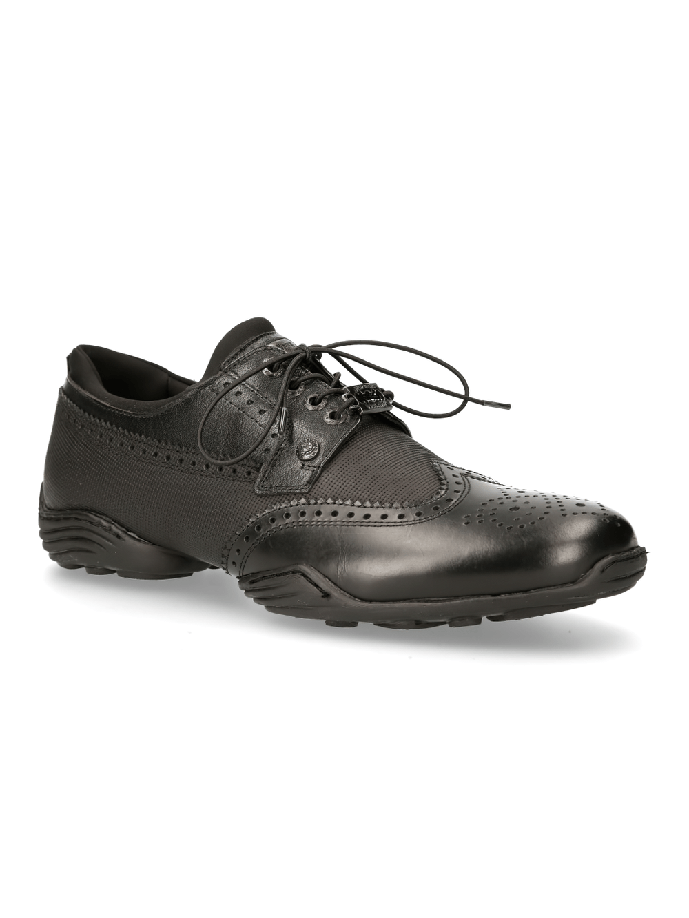 NEW ROCK Zapatillas deportivas de moda urbana con cordones de cuero negro