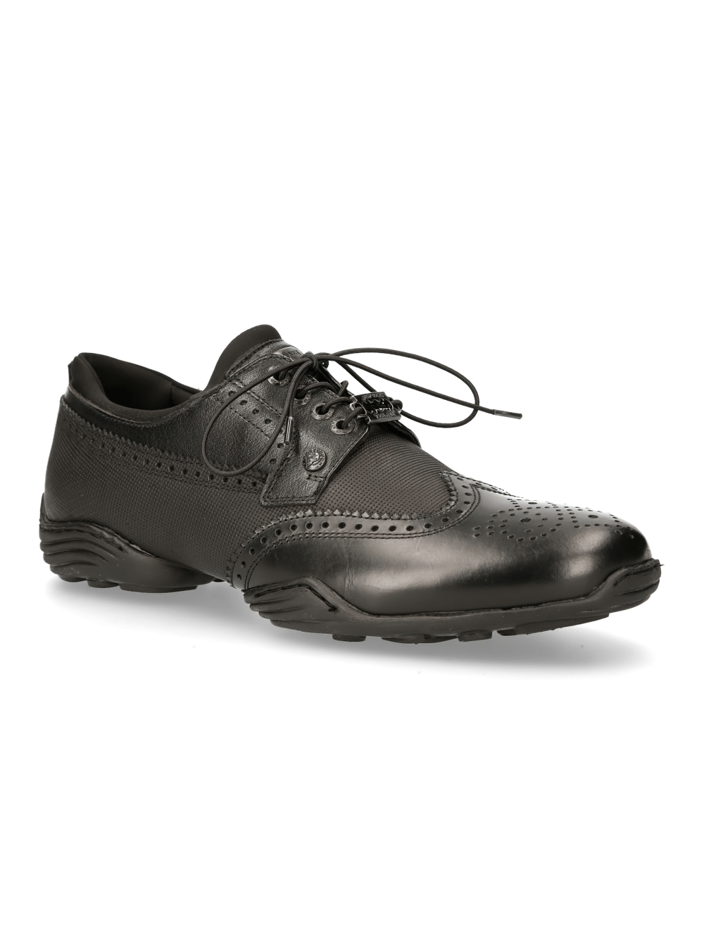 Stylish black leather laced urban fashion sneakers with brogue detailing and rubber sole for ultimate comfort.