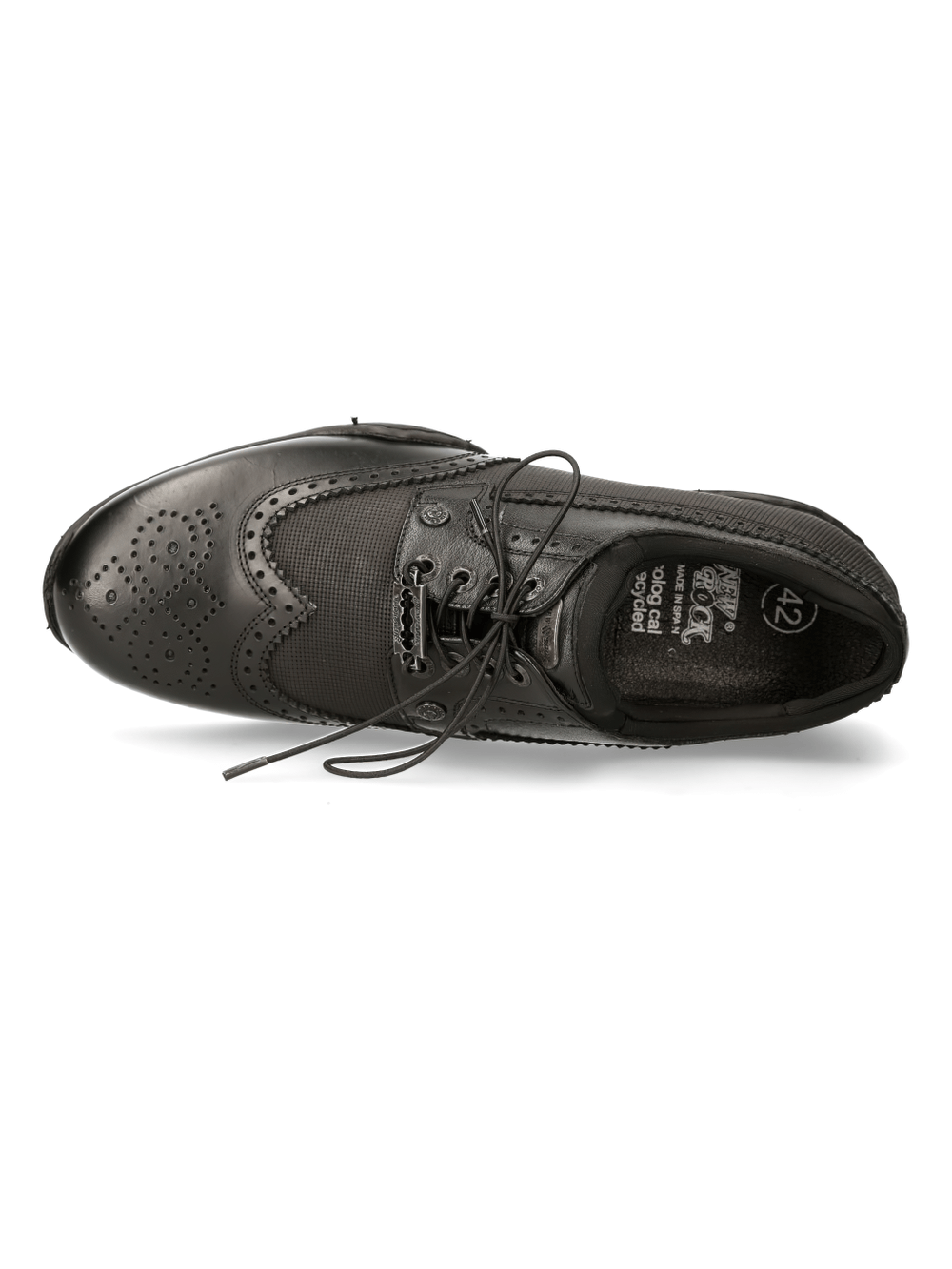 NEW ROCK Zapatillas deportivas de moda urbana con cordones de cuero negro