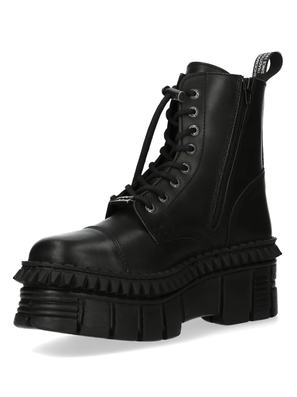 NEW ROCK Black Military Unisex Ankle Boots with Platforms