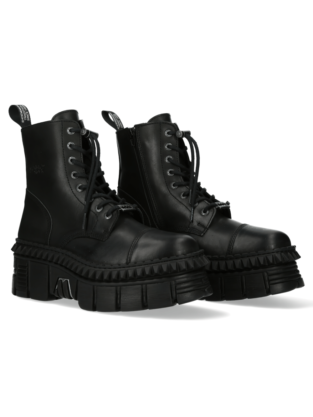 NEW ROCK Black Military Unisex Ankle Boots with Platforms
