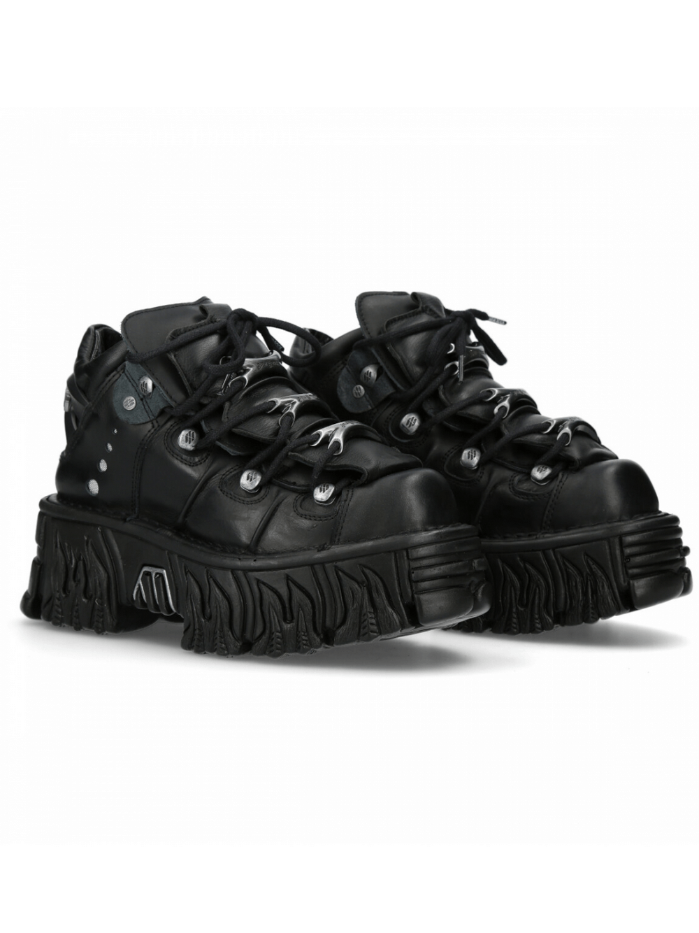 NEW ROCK Men's Black Platform Ankle Boots featuring a studded design and chunky soles, perfect for gothic fashion lovers.