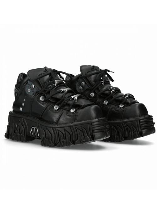 NEUE ROCK Damen Schwarze Plateau-Stiefeletten Mit Nieten-Design