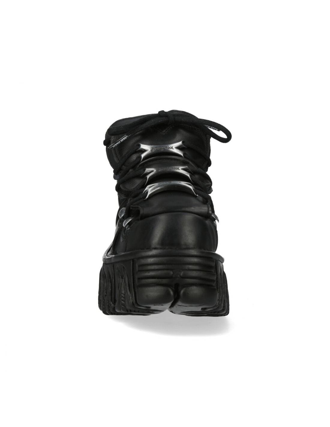 NEW ROCK Black Platform Ankle Boots With Studded Design