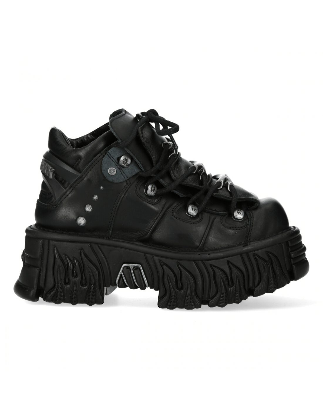 NEW ROCK Black Platform Ankle Boots With Studded Design