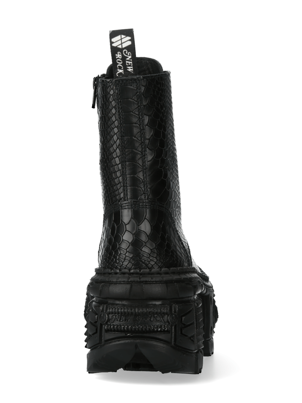 NEW ROCK Black Platform Ankle Boots with Textured Design