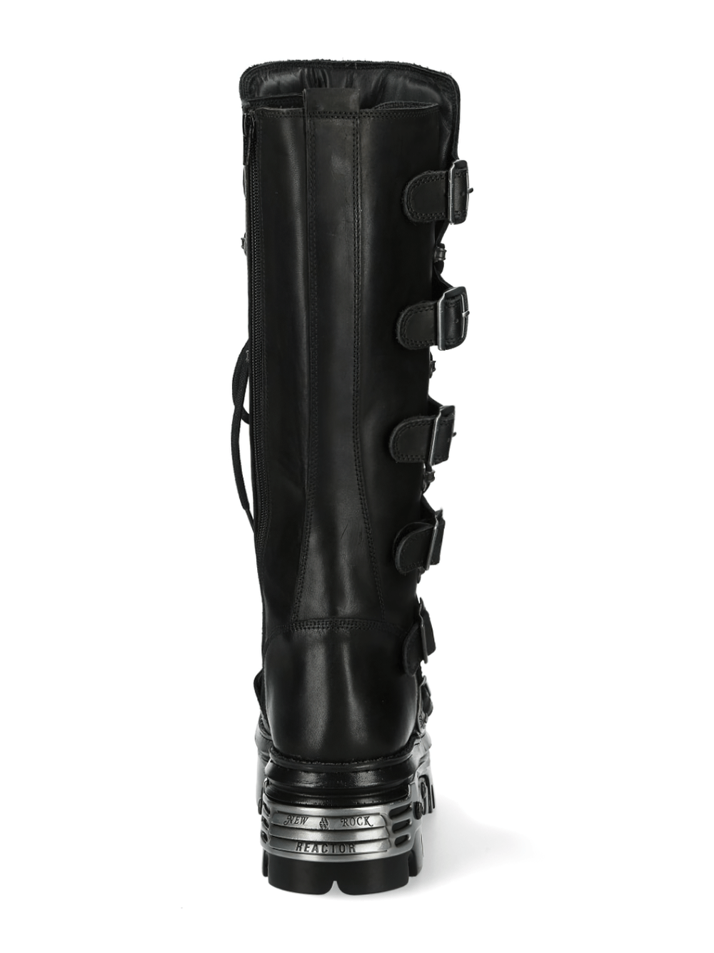 Black punk rock high boots with multiple buckles and a stylish heel, showcasing their gothic design and durable leather.