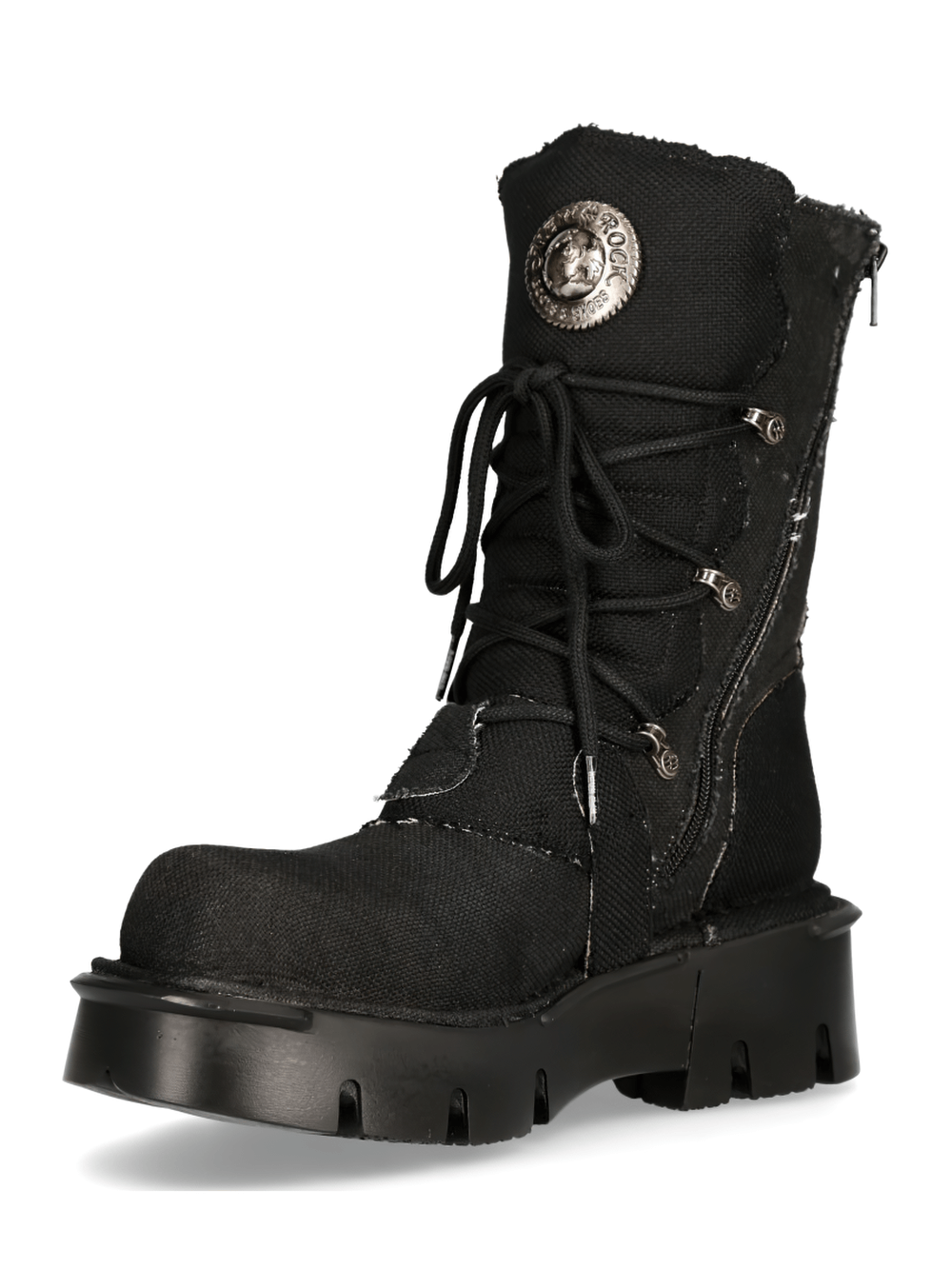 NEW ROCK Black Rock Buckled Boots with Gothic Flair