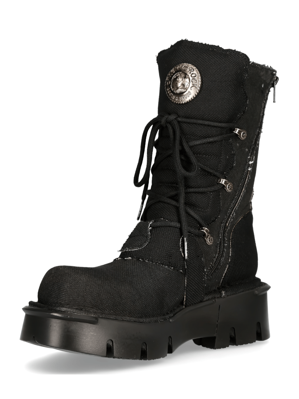 NEW ROCK Eco-Friendly Black Rock Buckled Boots with Gothic Flair and a chunky 6 cm platform.