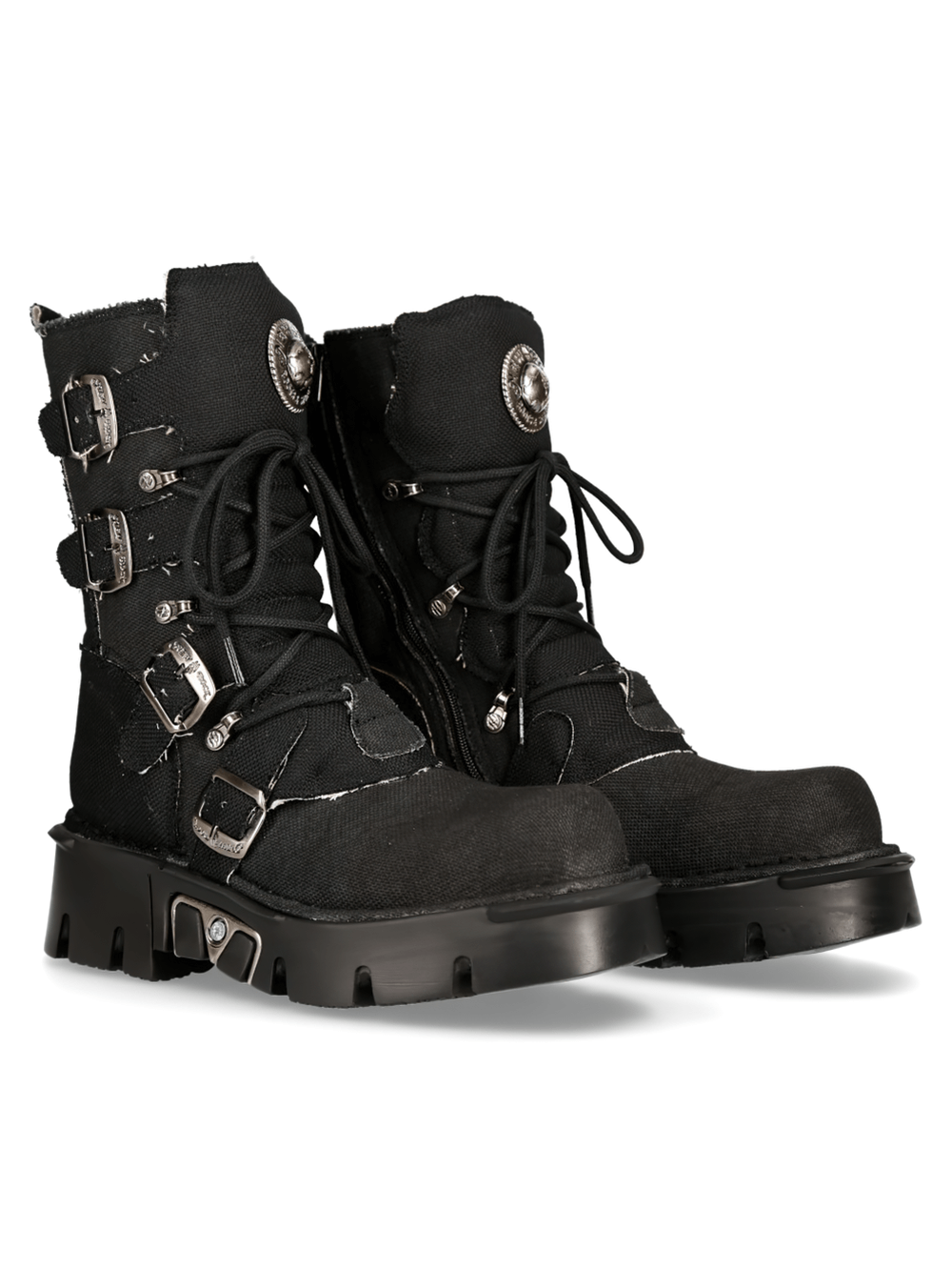 NEW ROCK Black Rock Buckled Boots with Gothic Flair
