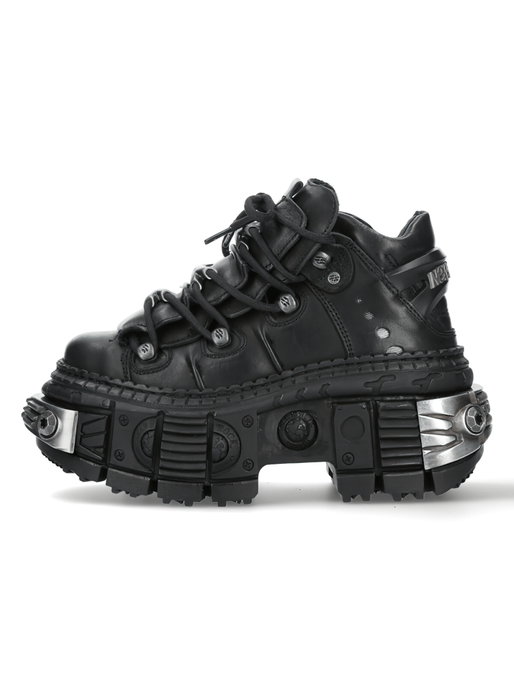Stylish black rocker leather shoes with edgy design and durable sole for bold fashion statements.