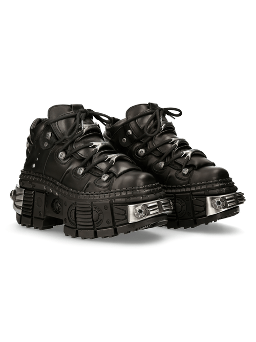 NEUE ROCK Damen Schwarze Rocker Lederschuhe mit Gotischem Flair