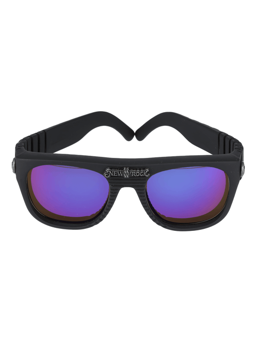 NEW ROCK Gothic Punk Sonnenbrille mit Nieten und verspiegelten Gläsern
