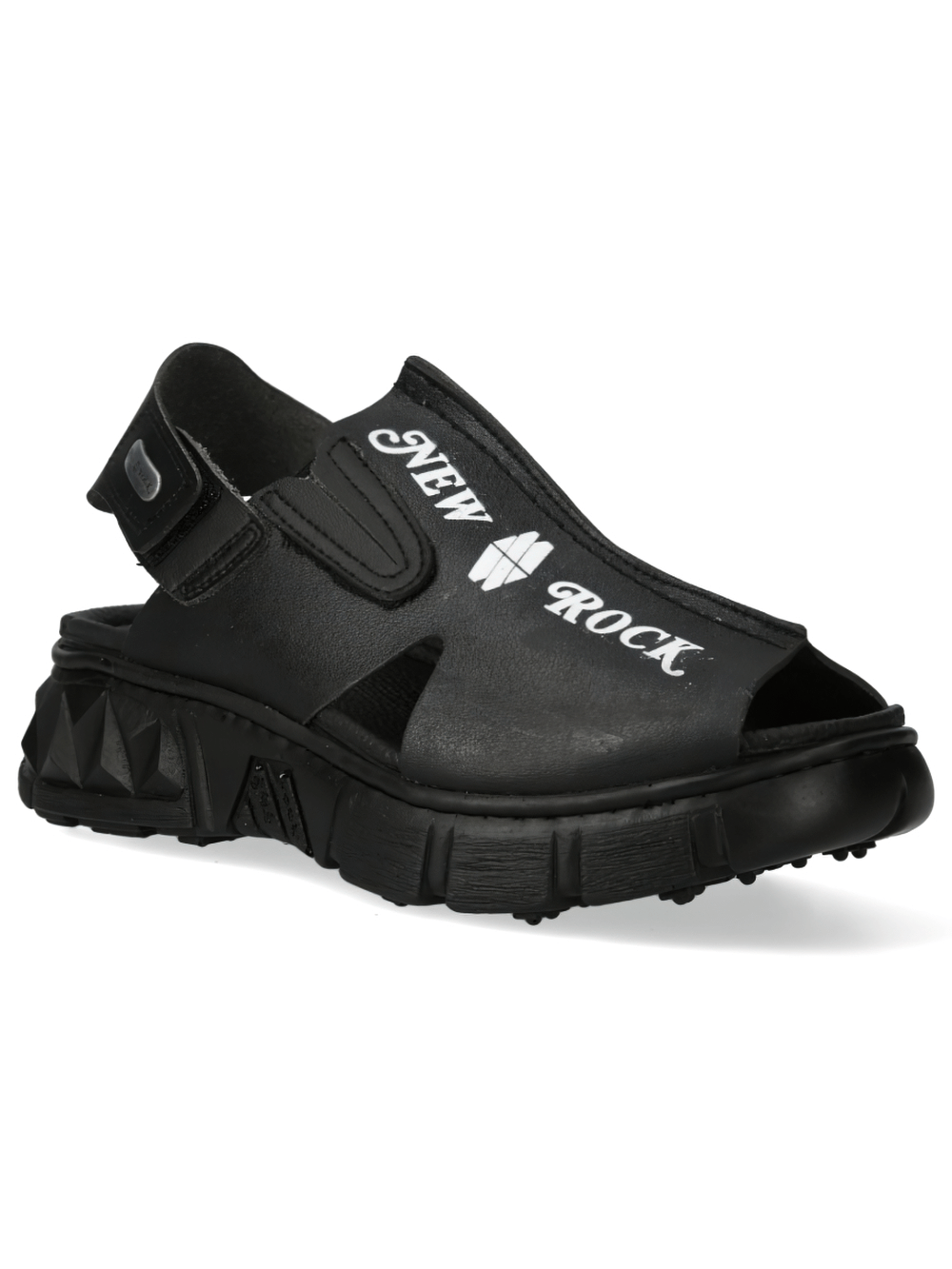NEW ROCK Black Synthetic Straps Sandals for Men with urban style and durable rubber sole.