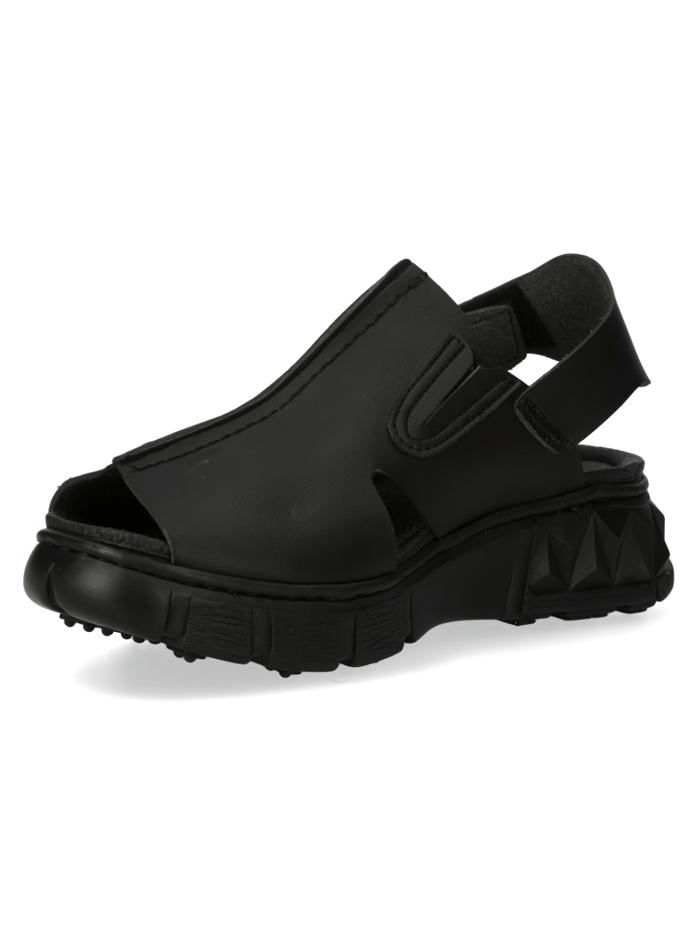 NEW ROCK black synthetic strap sandals for men, stylish urban design with durable rubber sole.
