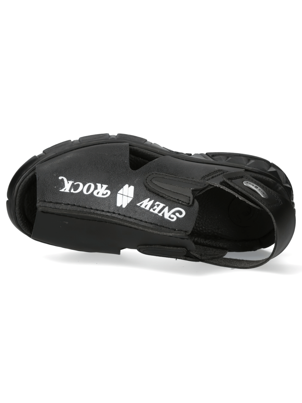 Stylish NEW ROCK black synthetic sandals for men with durable sole and urban design.