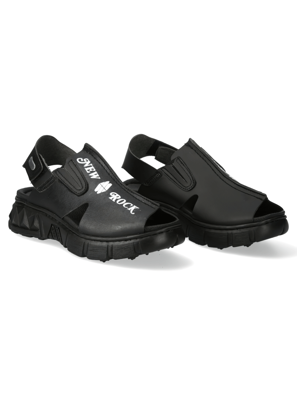 NEW ROCK Black Synthetic Straps Sandals for Men