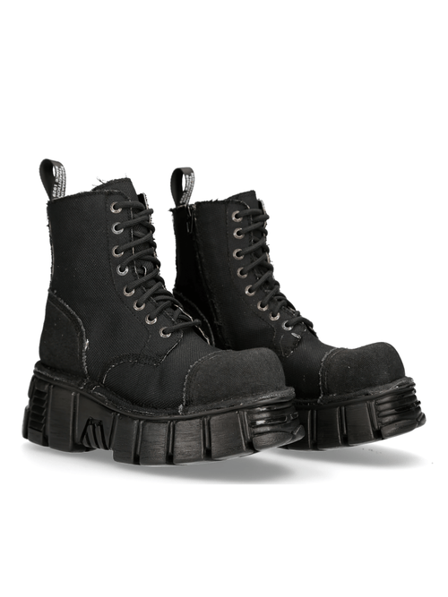 NEW ROCK Women's Black Tower Military-Style Robust Boots