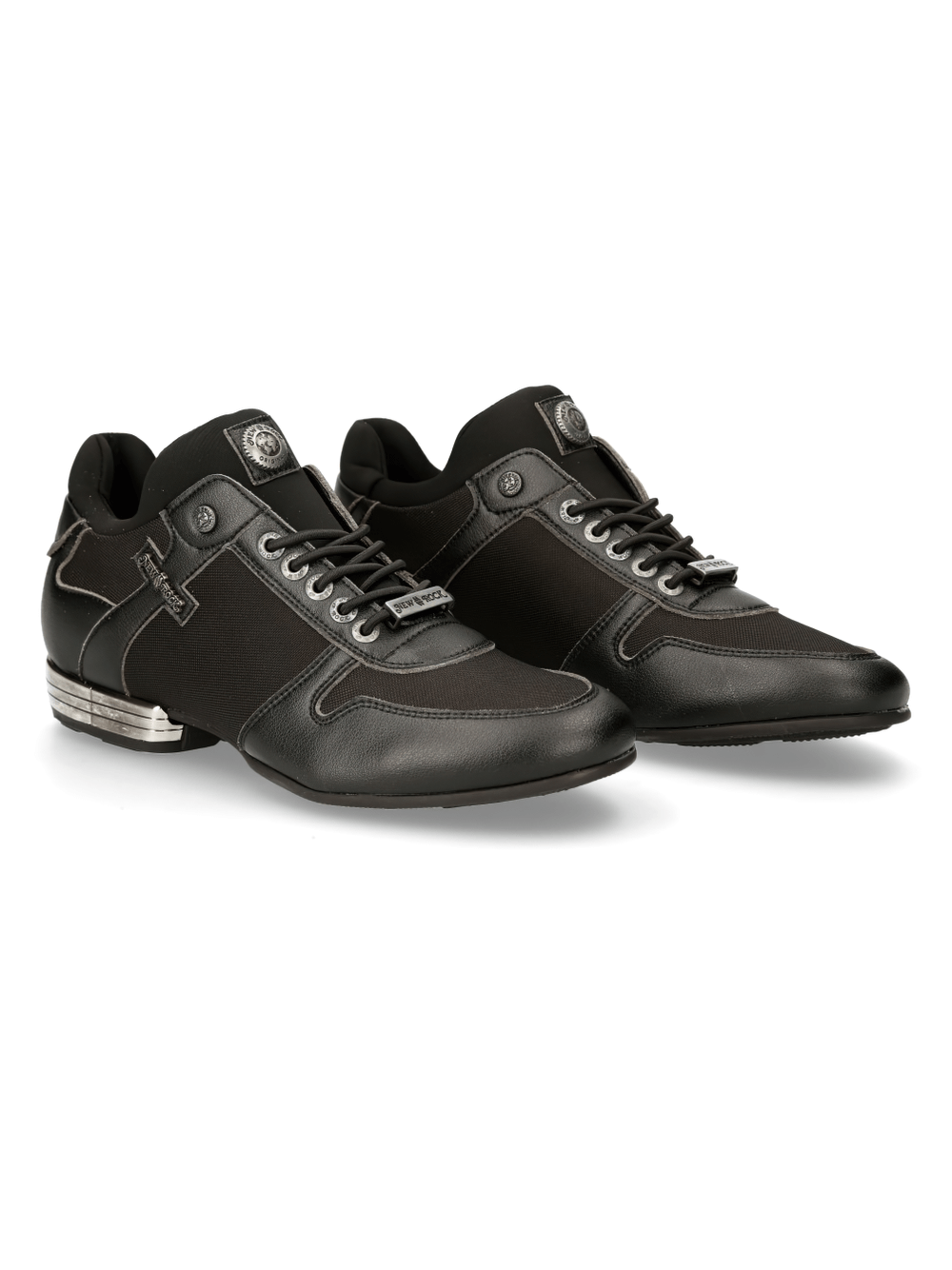 NEW ROCK Black Urban Hybrid Fashion Sneakers featuring stylish laces and synthetic materials for comfort and style.