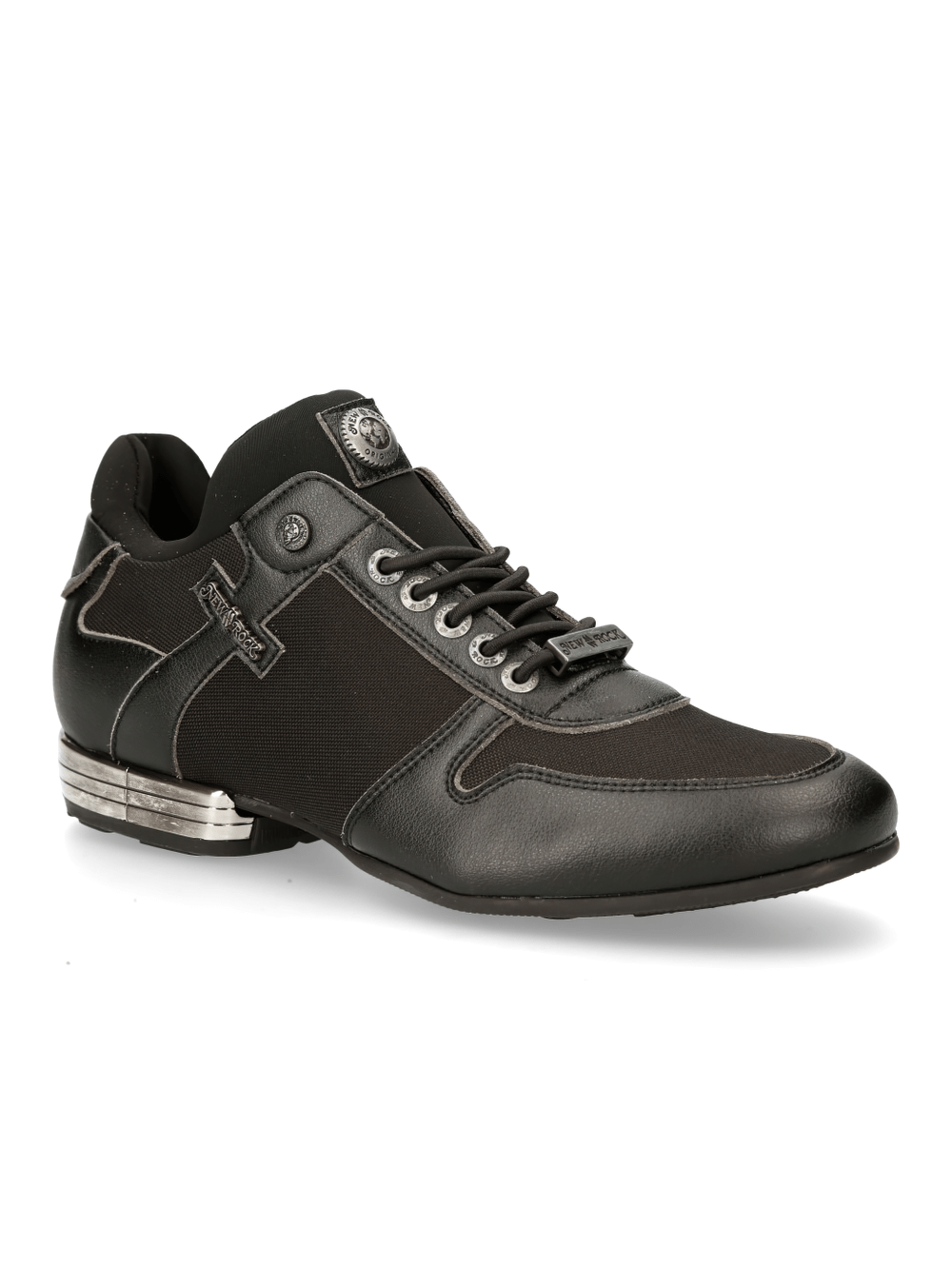 NEW ROCK Black Urban Hybrid Fashion Sneakers with laces, perfect for sports and daily wear, blending style and comfort.