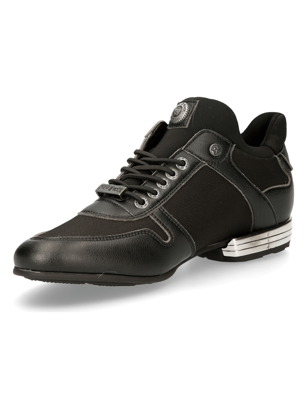 NEW ROCK Black Urban Hybrid Fashion Sneakers with laces, perfect for sports and daily wear, stylish and comfy.