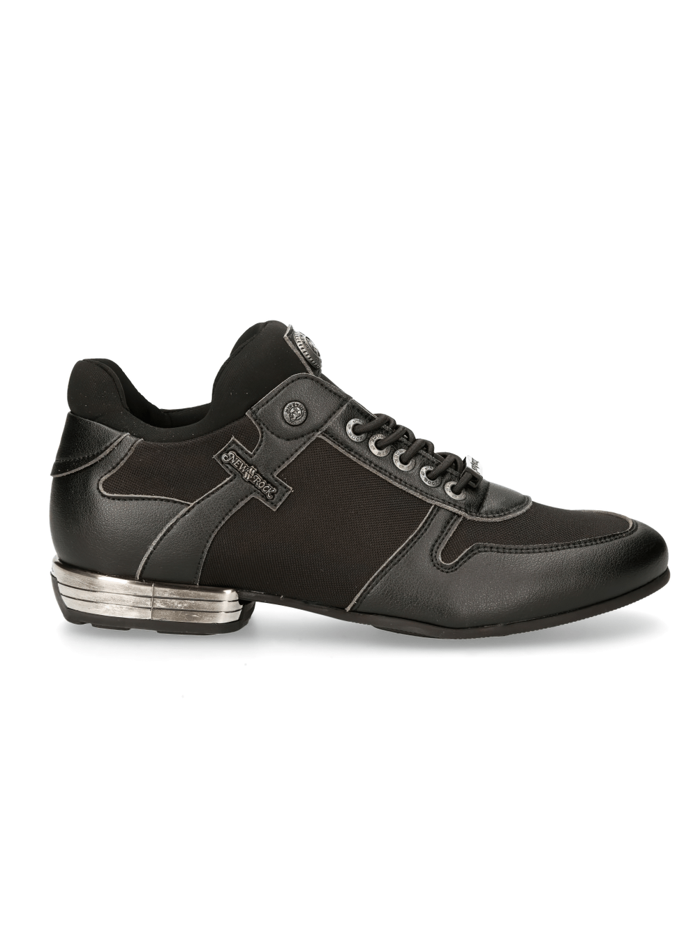 NEW ROCK Black Urban Hybrid Sneakers with laces, stylish and functional for sports and daily wear.